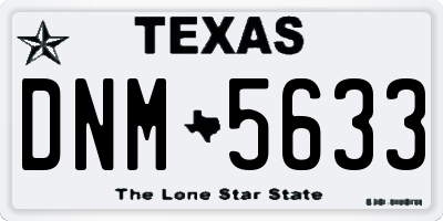 TX license plate DNM5633