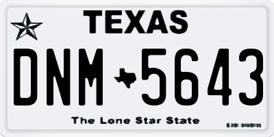 TX license plate DNM5643