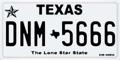 TX license plate DNM5666