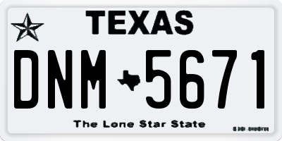 TX license plate DNM5671