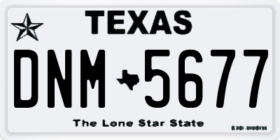 TX license plate DNM5677