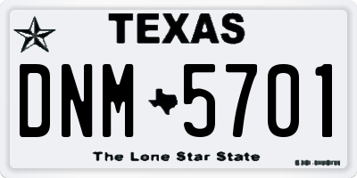 TX license plate DNM5701