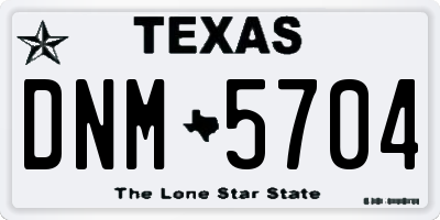 TX license plate DNM5704