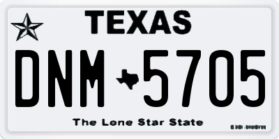 TX license plate DNM5705