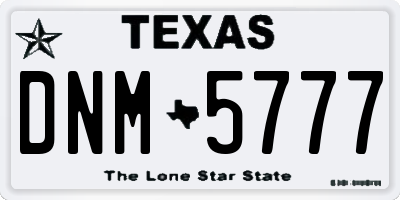 TX license plate DNM5777