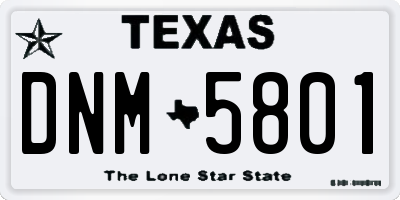 TX license plate DNM5801