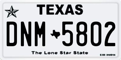 TX license plate DNM5802