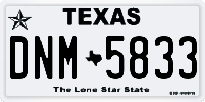 TX license plate DNM5833