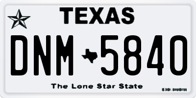 TX license plate DNM5840