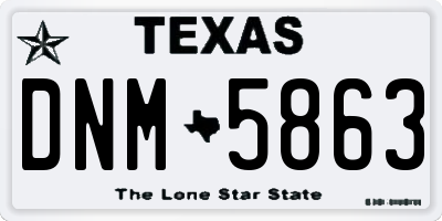 TX license plate DNM5863