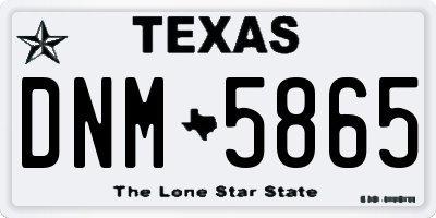 TX license plate DNM5865