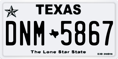 TX license plate DNM5867
