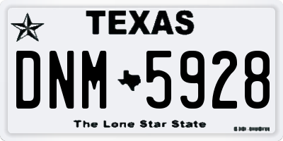 TX license plate DNM5928