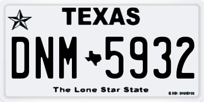 TX license plate DNM5932