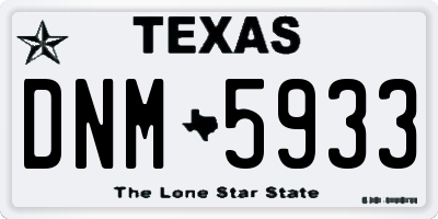 TX license plate DNM5933
