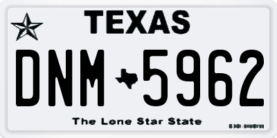 TX license plate DNM5962