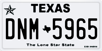 TX license plate DNM5965