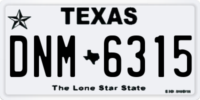 TX license plate DNM6315