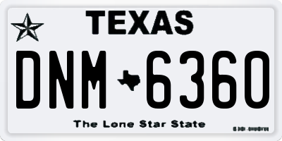 TX license plate DNM6360
