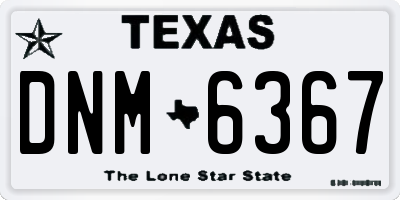 TX license plate DNM6367