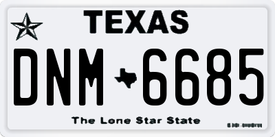TX license plate DNM6685