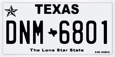 TX license plate DNM6801