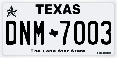 TX license plate DNM7003