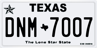 TX license plate DNM7007