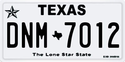 TX license plate DNM7012