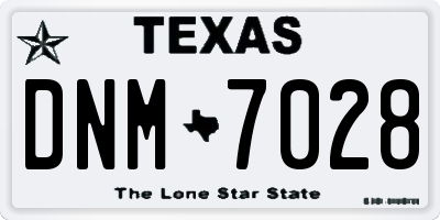 TX license plate DNM7028