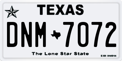 TX license plate DNM7072