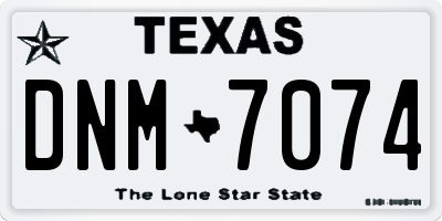 TX license plate DNM7074