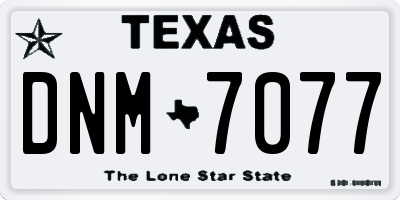 TX license plate DNM7077