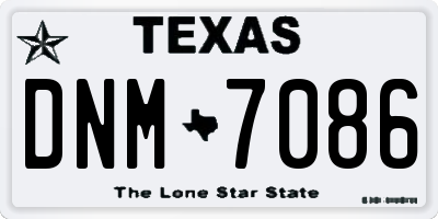 TX license plate DNM7086