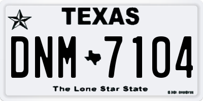 TX license plate DNM7104
