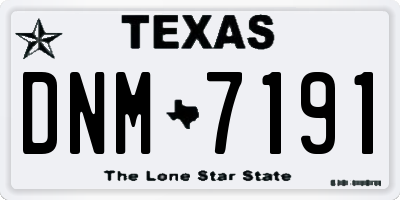 TX license plate DNM7191