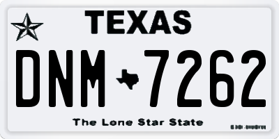 TX license plate DNM7262
