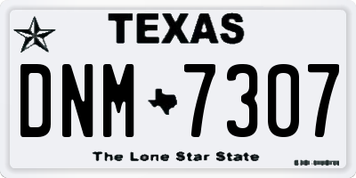 TX license plate DNM7307