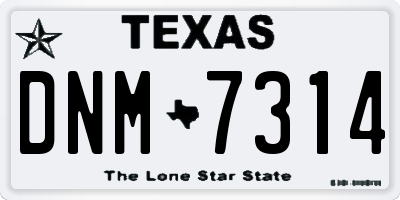 TX license plate DNM7314