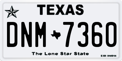 TX license plate DNM7360
