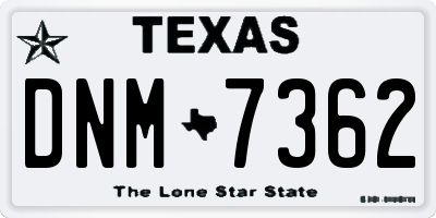 TX license plate DNM7362