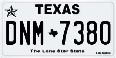 TX license plate DNM7380