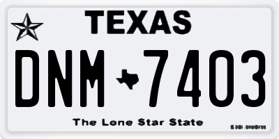 TX license plate DNM7403
