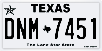 TX license plate DNM7451
