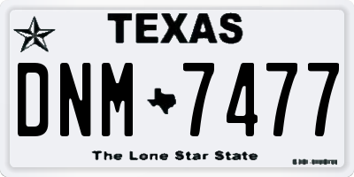 TX license plate DNM7477
