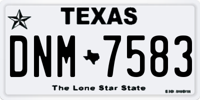 TX license plate DNM7583