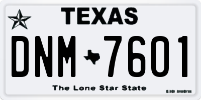TX license plate DNM7601