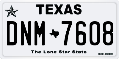 TX license plate DNM7608