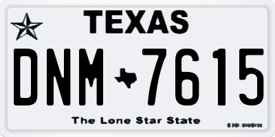 TX license plate DNM7615