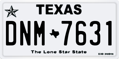 TX license plate DNM7631